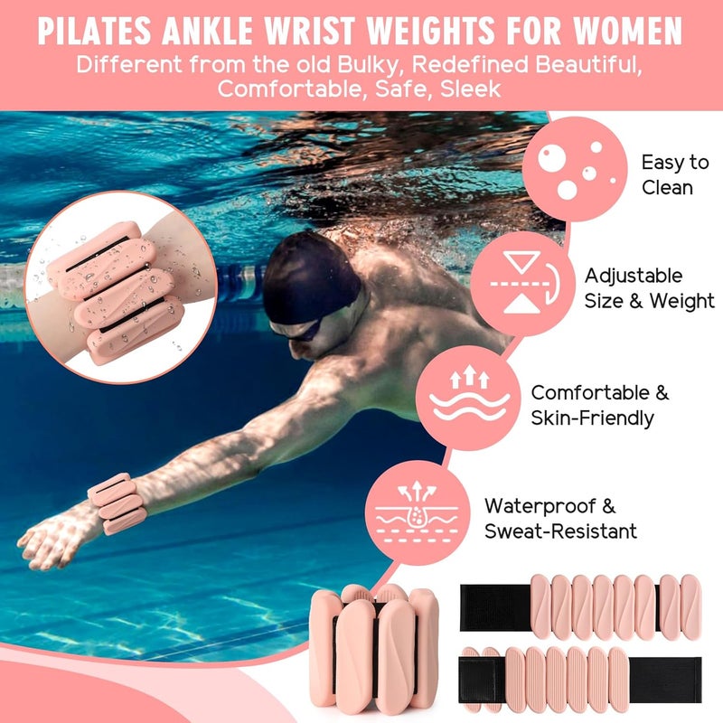 Gallia Wrist Weights, 2Pack Wearable Wrist Ankle Weights for Women and Men, Adjustable Silicone Arm and Leg Wrist Bracelets for Walking, Yoga, Pilates and Gym, 2lb - Image 4